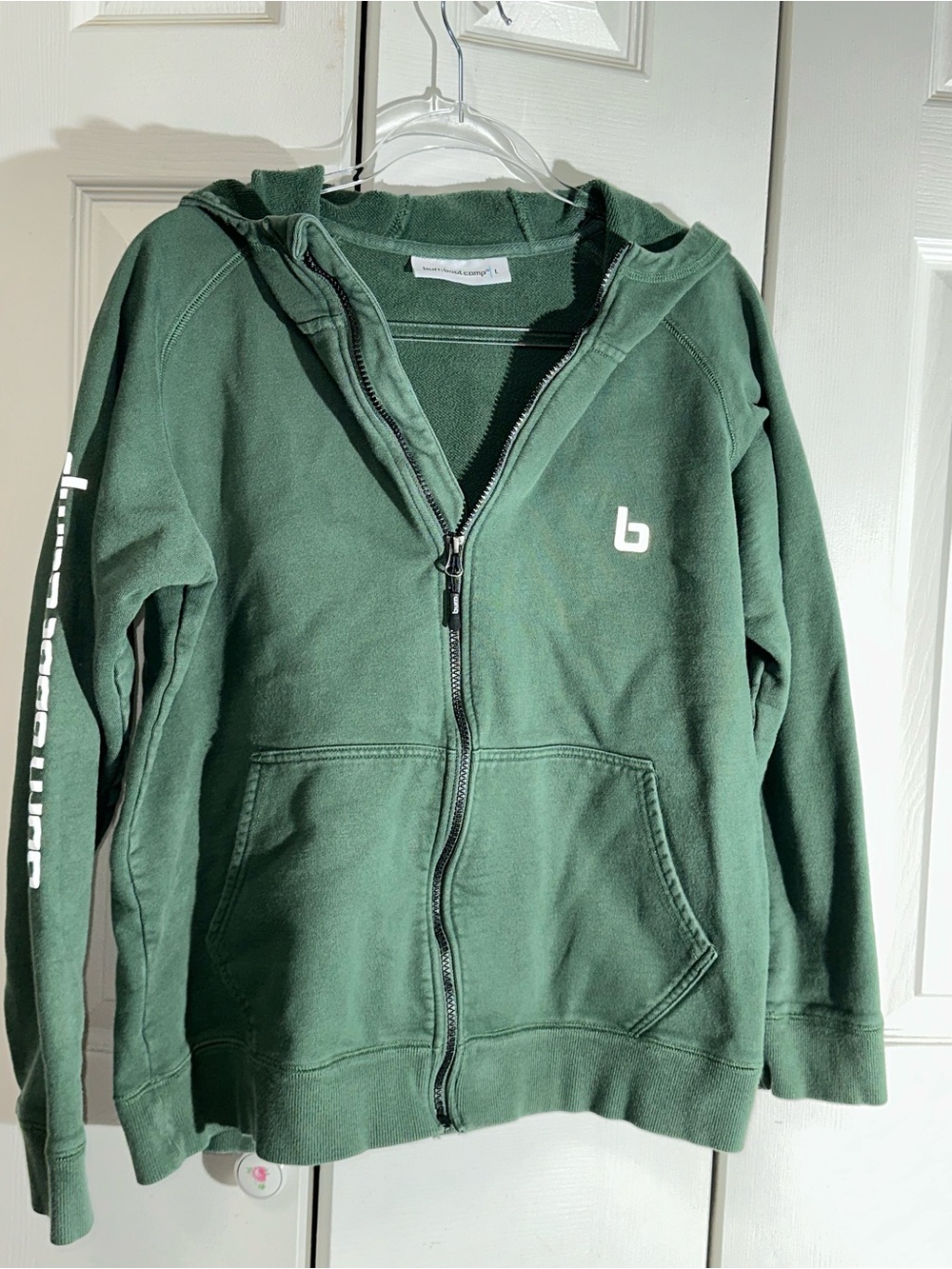 Burn Boot Camp Womenโs Full Zip Green Hoodie L AA25